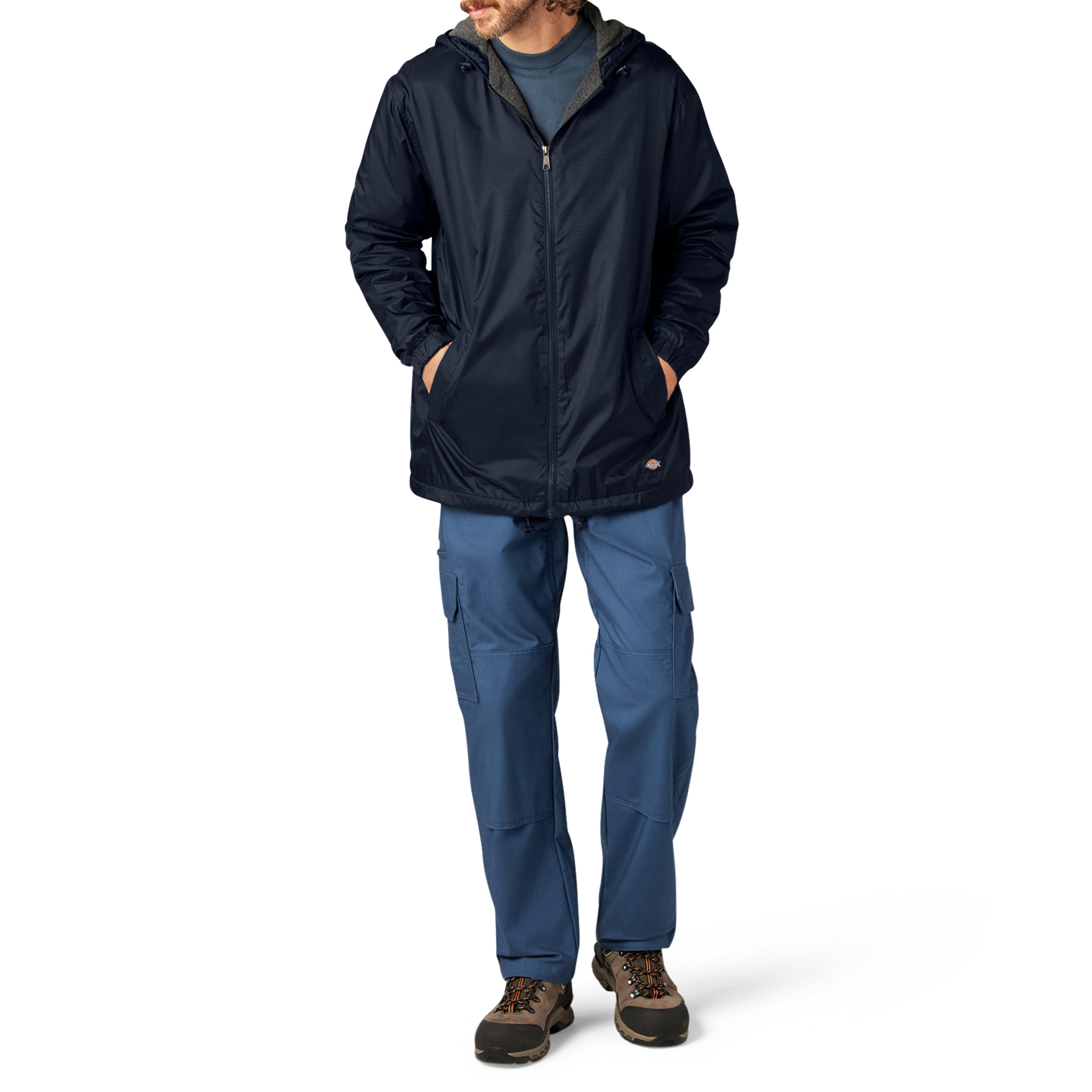 Fleece Lined Nylon Hooded Jacket - Image 5