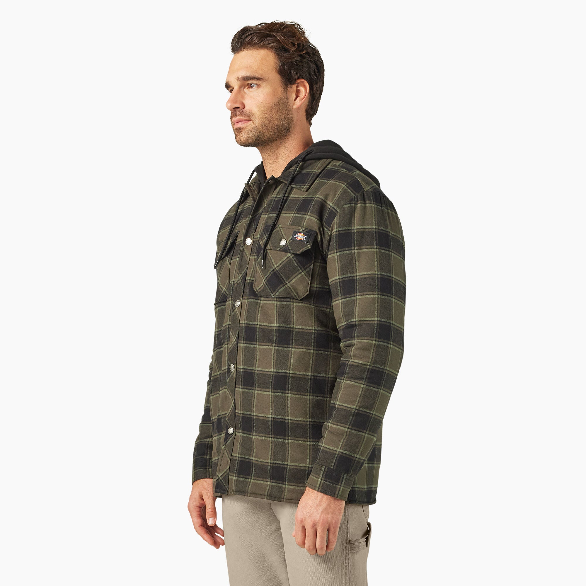 Water Repellent Flannel Hooded Shirt Jacket - Image 3