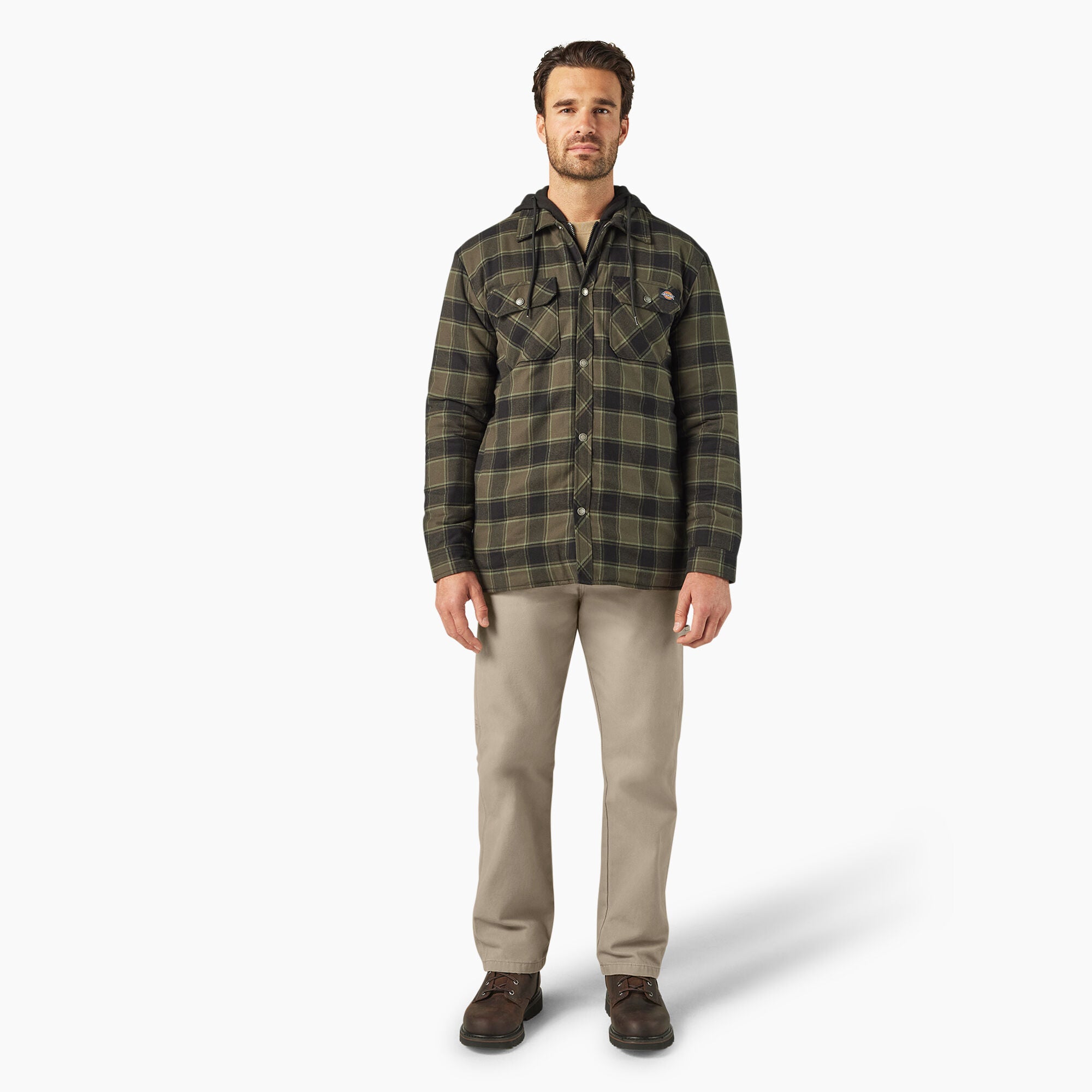 Water Repellent Flannel Hooded Shirt Jacket - Image 4