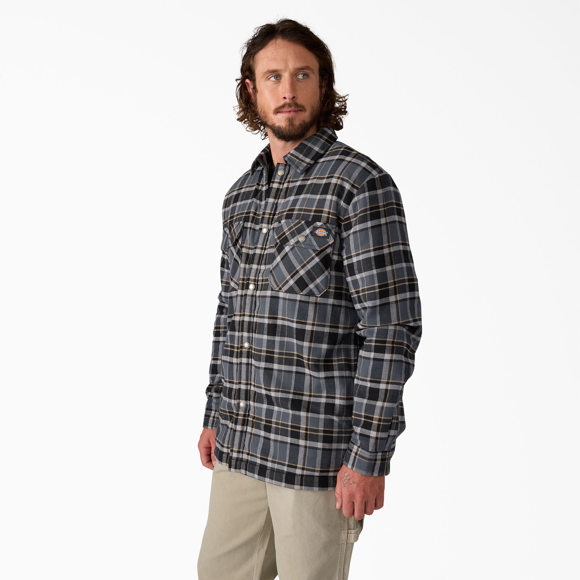 Water Repellent Fleece-Lined Flannel Shirt Jacket - Image 3