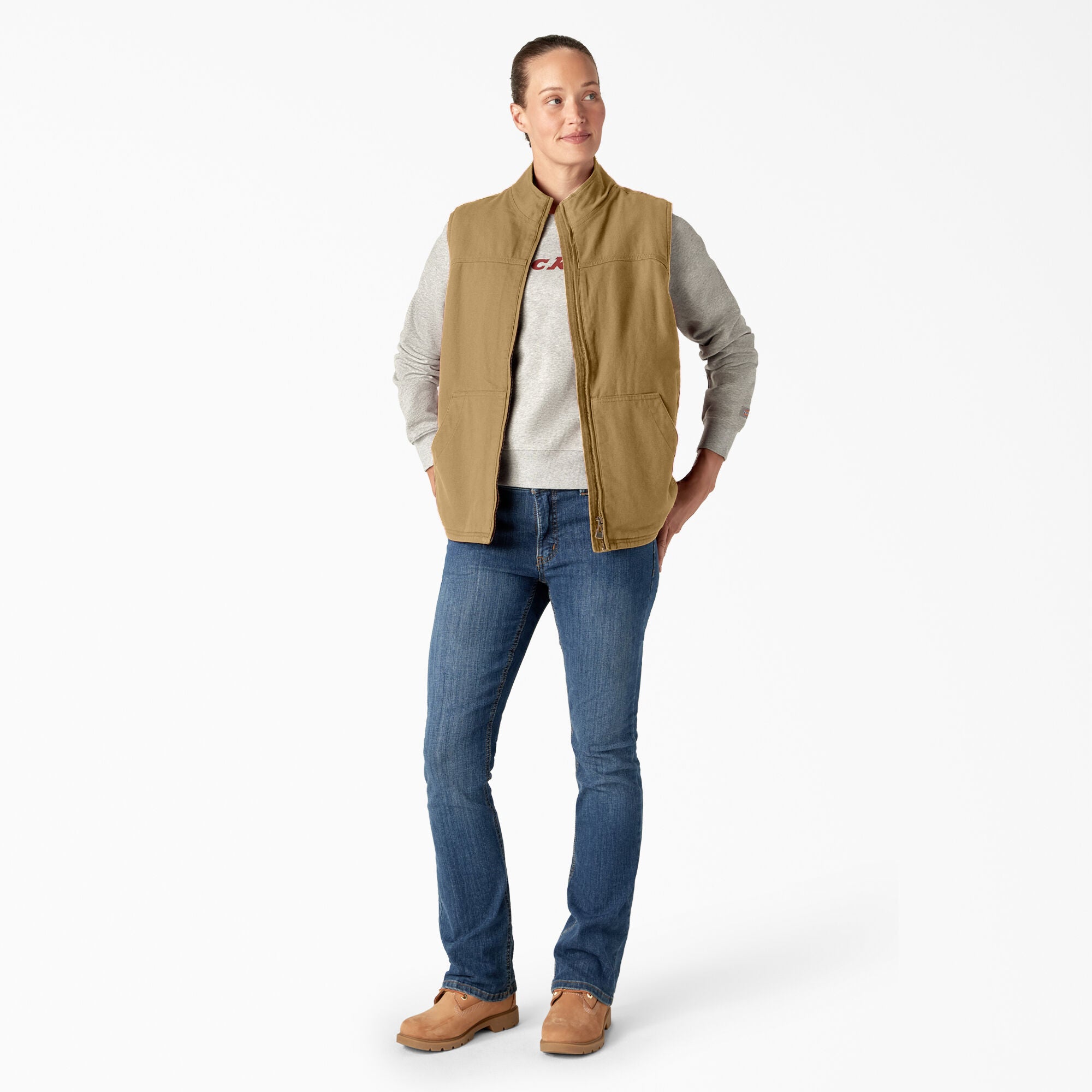 Women's Fleece Lined Duck Canvas Vest - Image 4