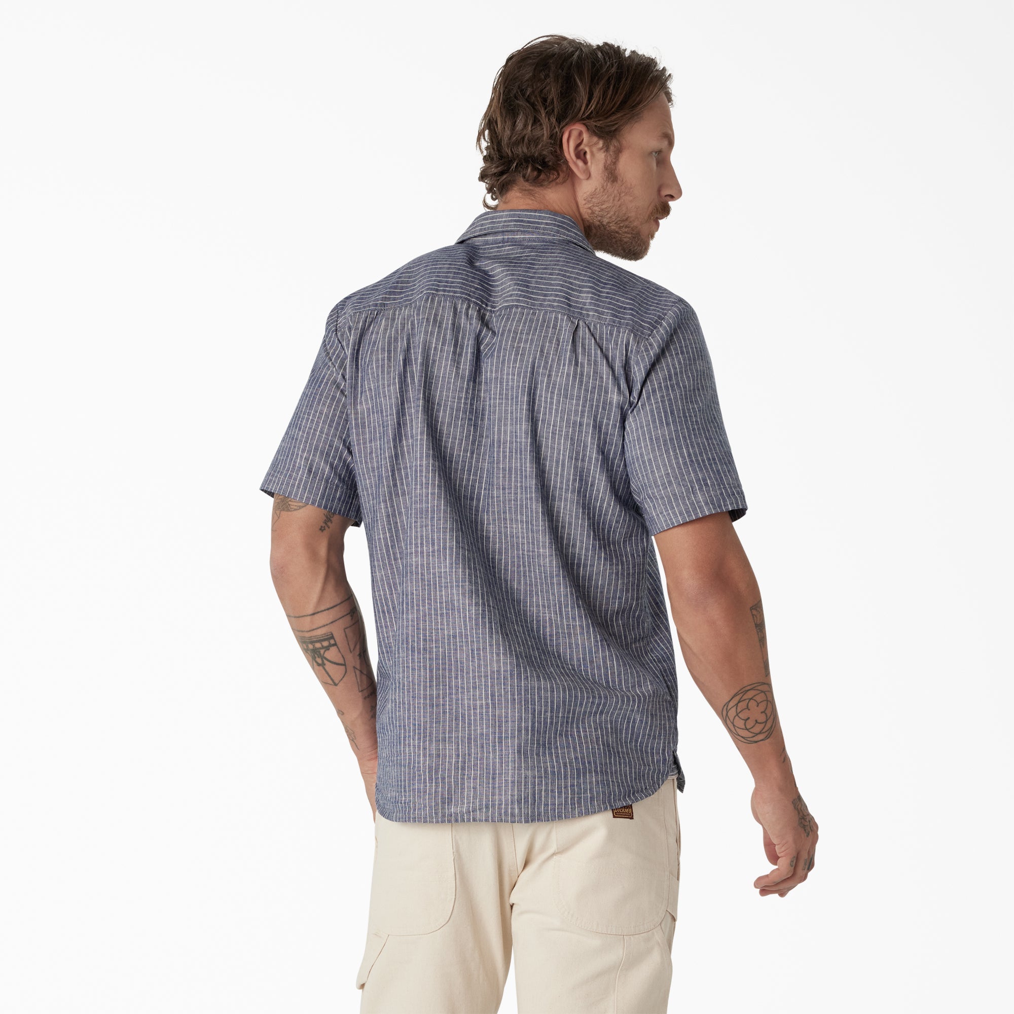 Dickies 1922 Short Sleeve Striped Chambray Shirt - Image 2