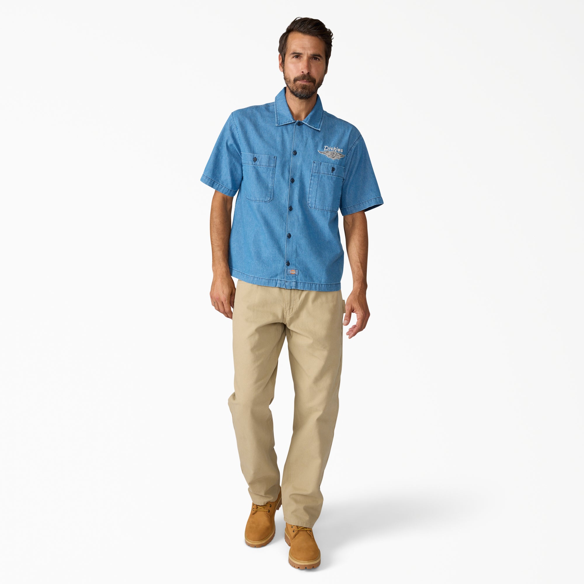 Dickies x Harley-Davidson® Boxy Fit Chambray Embroidered Work Shirt - Image 4