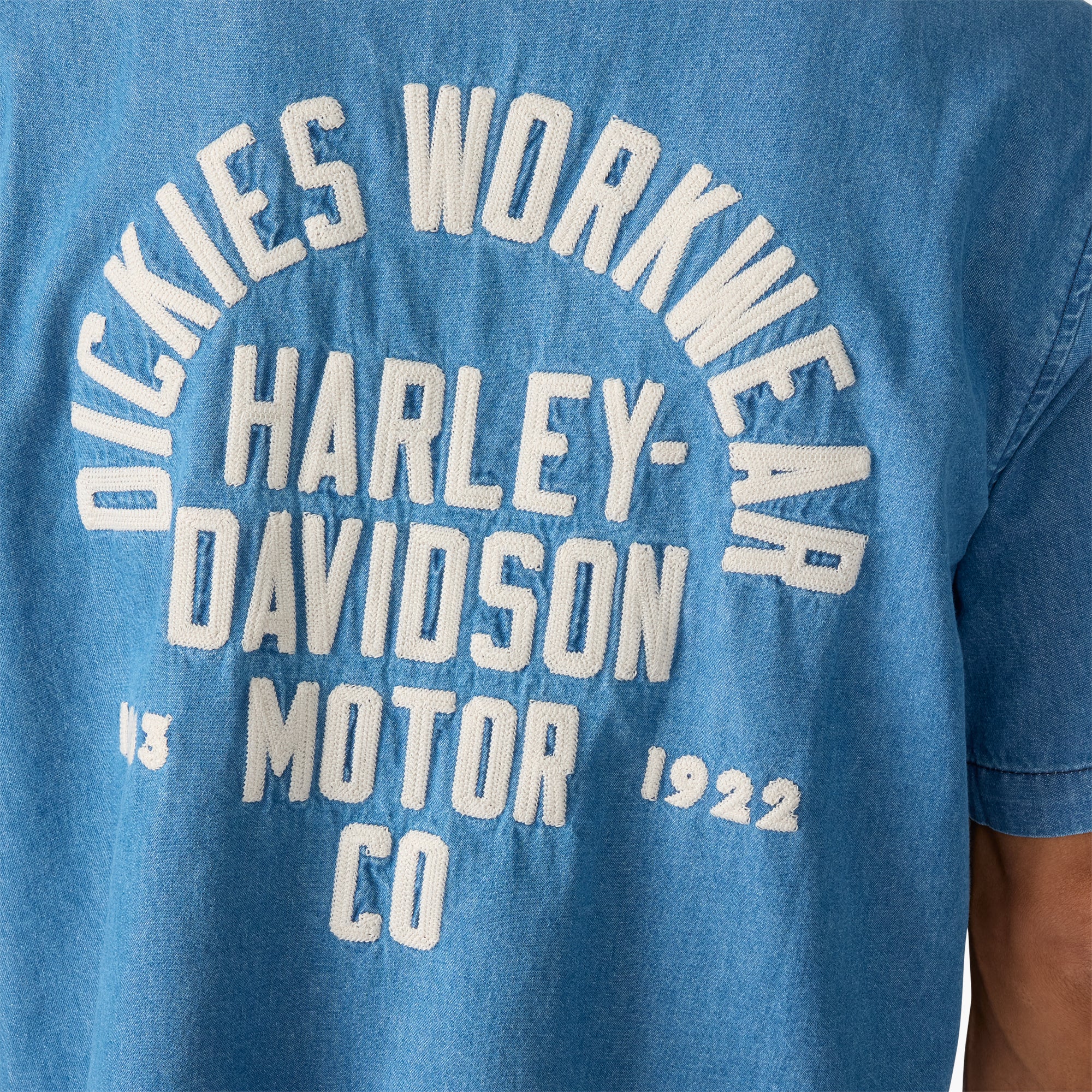 Dickies x Harley-Davidson® Boxy Fit Chambray Embroidered Work Shirt - Image 5