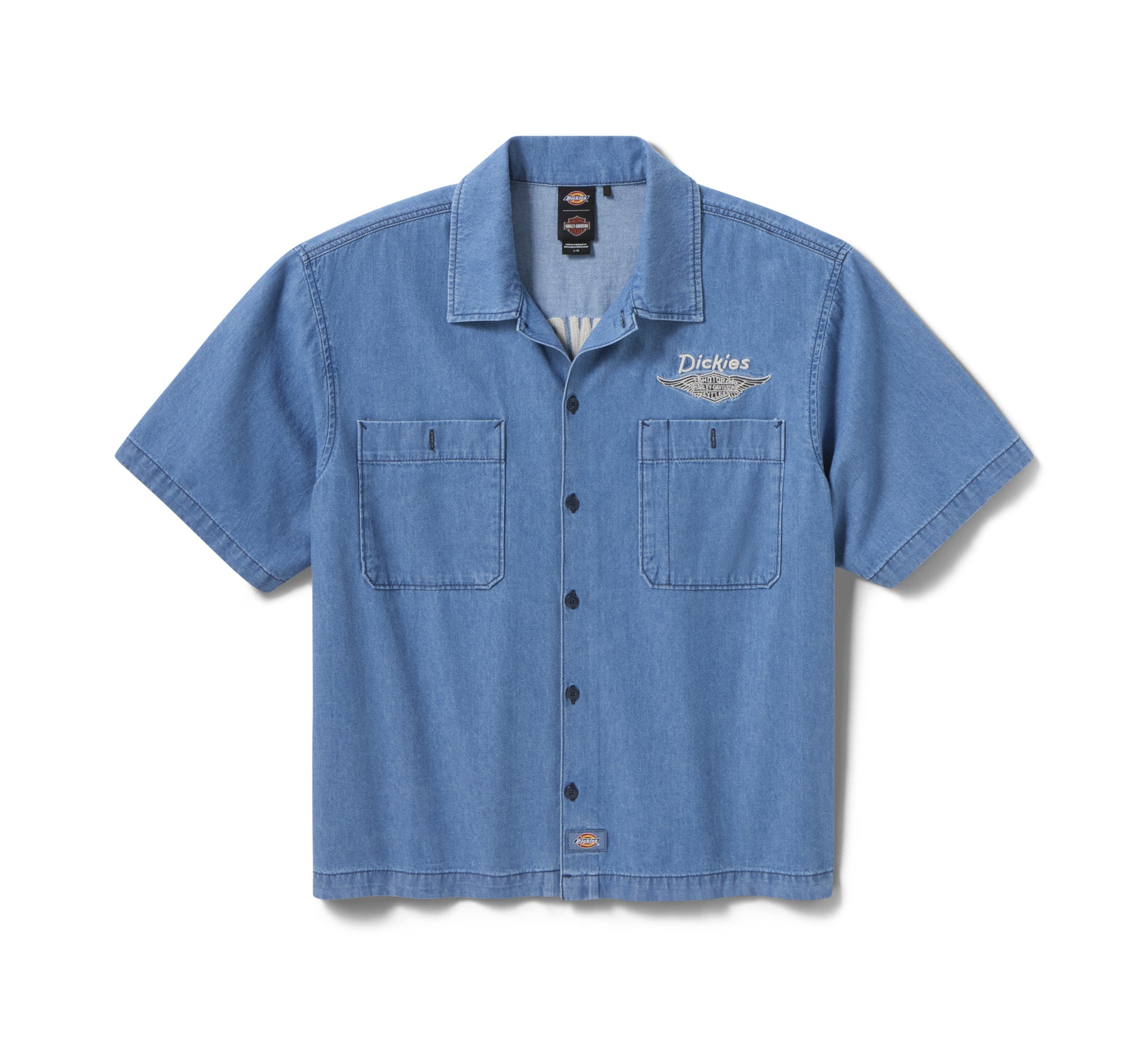 Dickies x Harley-Davidson® Boxy Fit Chambray Embroidered Work Shirt - Image 7