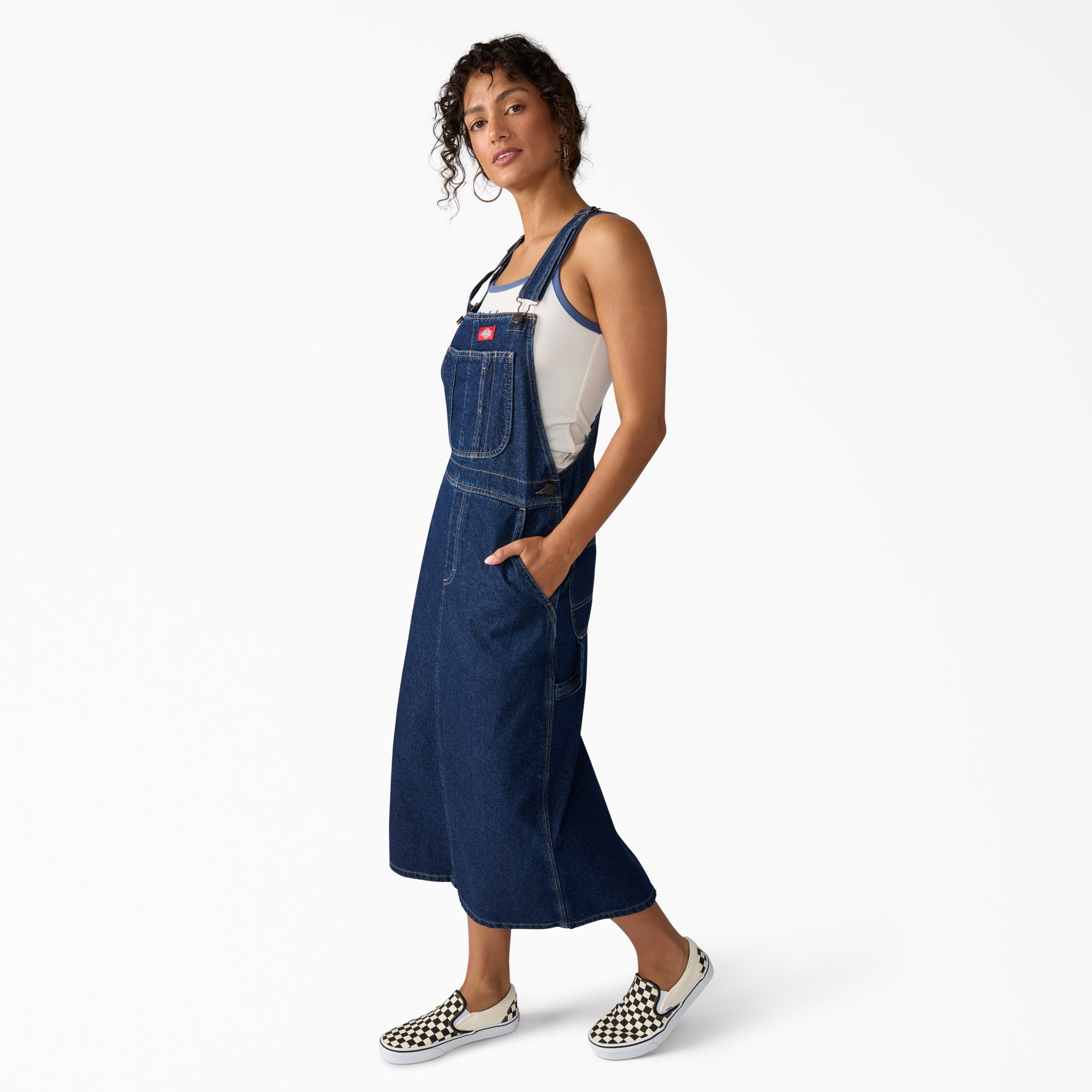 Women's Denim Bib Overall Dress - Image 3