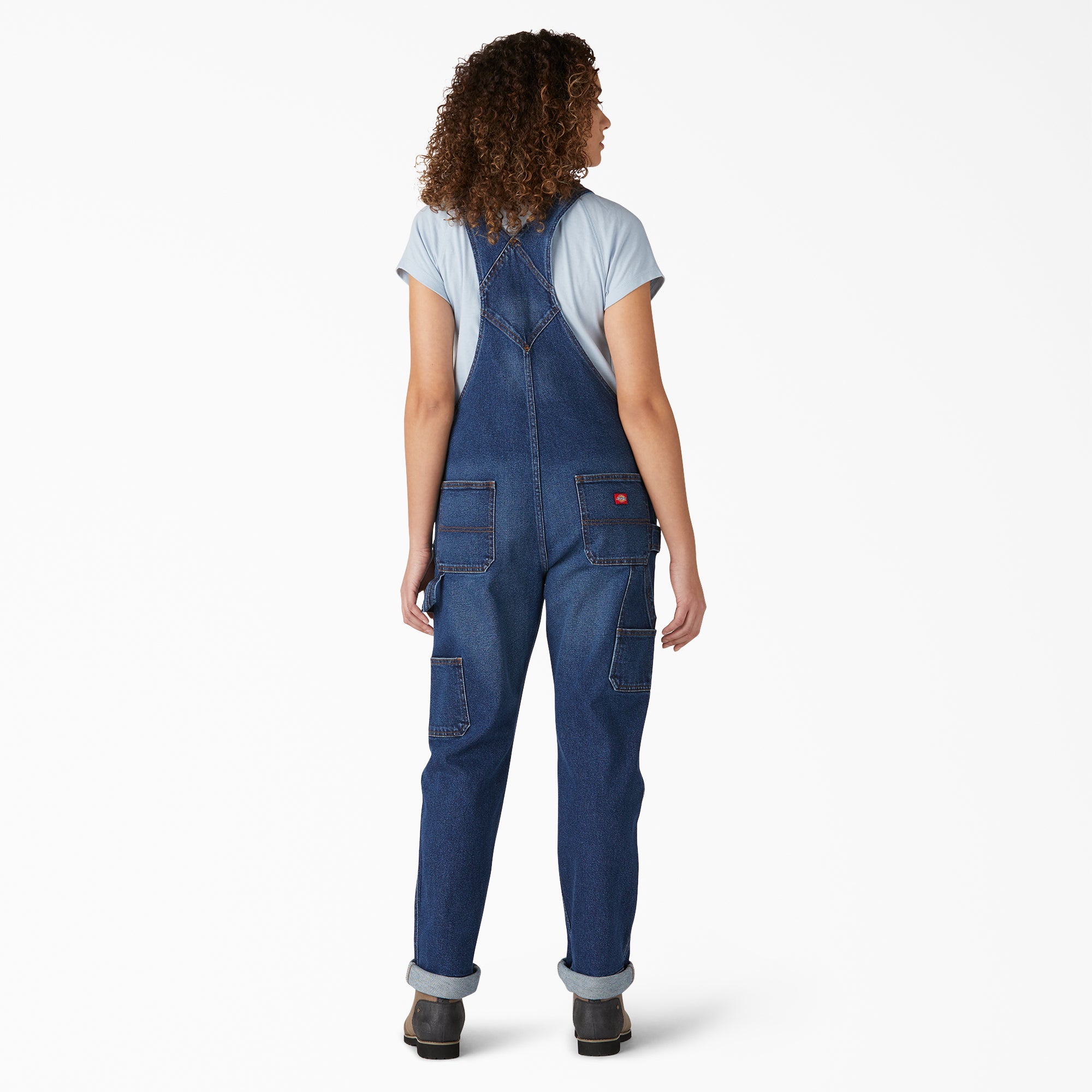 Women's Denim Boyfriend Fit Bib Overalls - Image 2