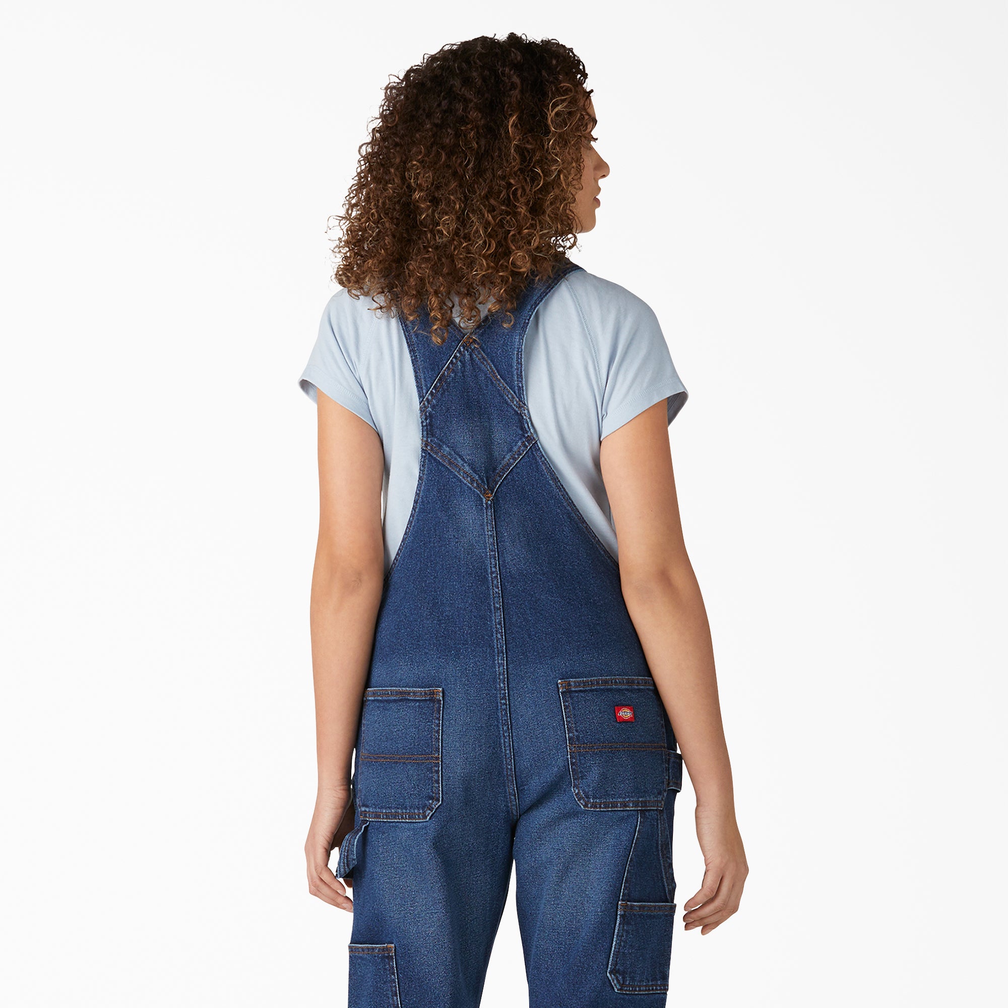 Women's Denim Boyfriend Fit Bib Overalls - Image 3