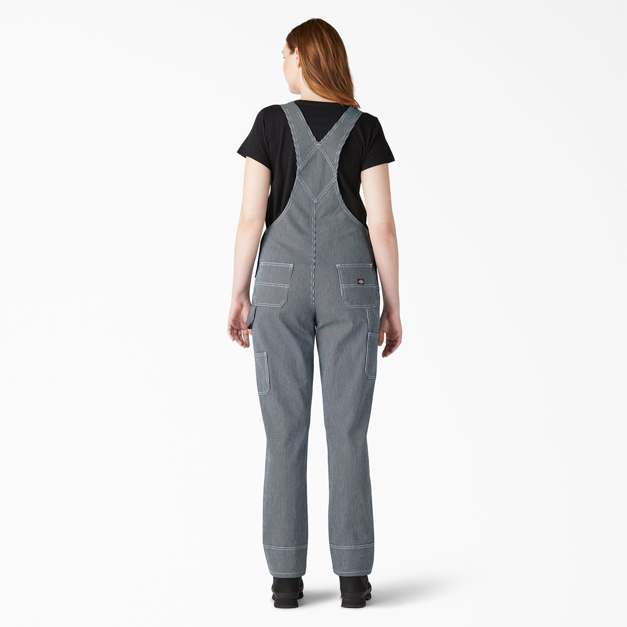 Women's Hickory Stripe Boyfriend Fit Bib Overalls - Image 2