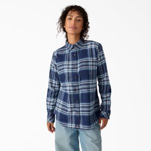Women's Plaid Flannel Long Sleeve Shirt