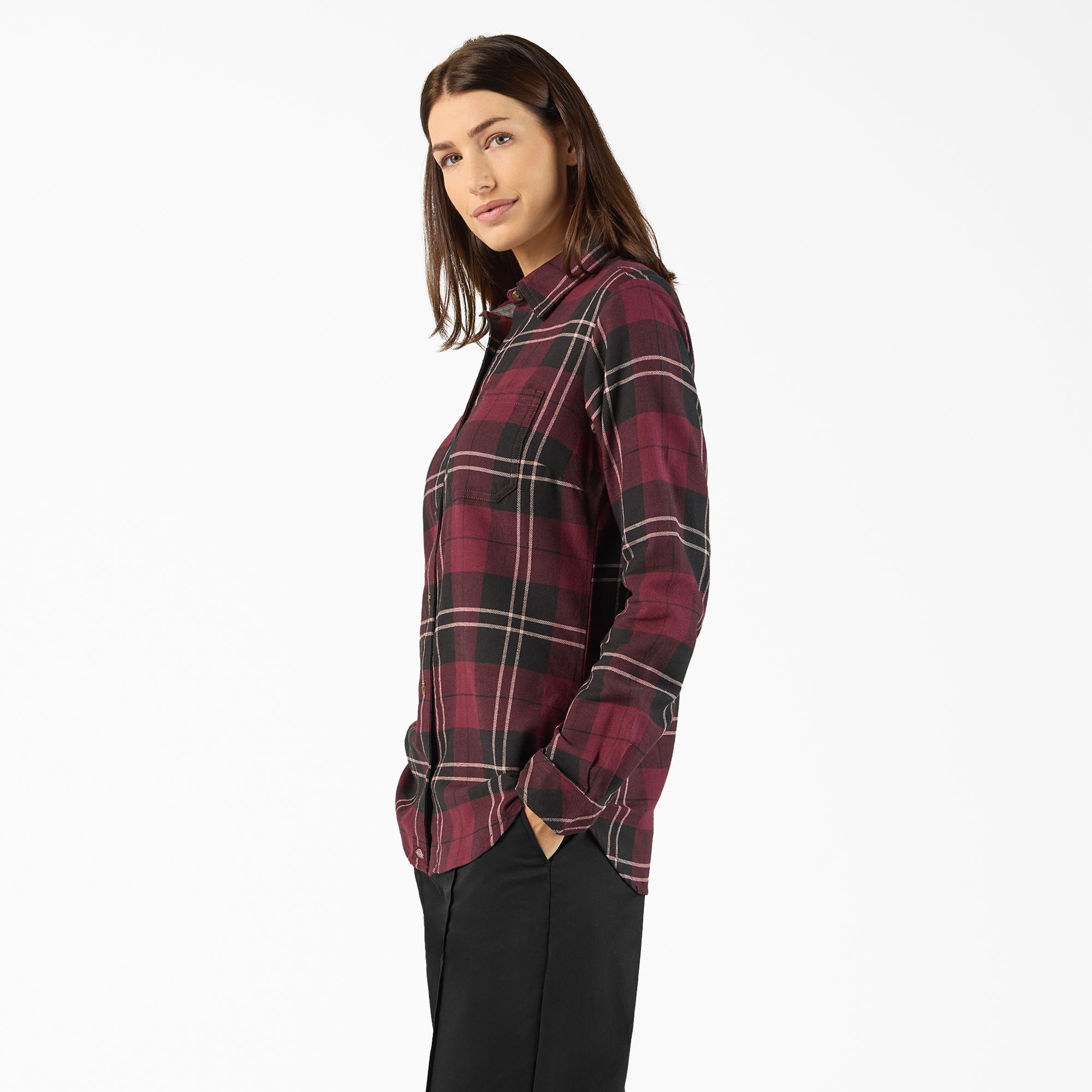 Women's Plaid Flannel Long Sleeve Shirt - Image 3