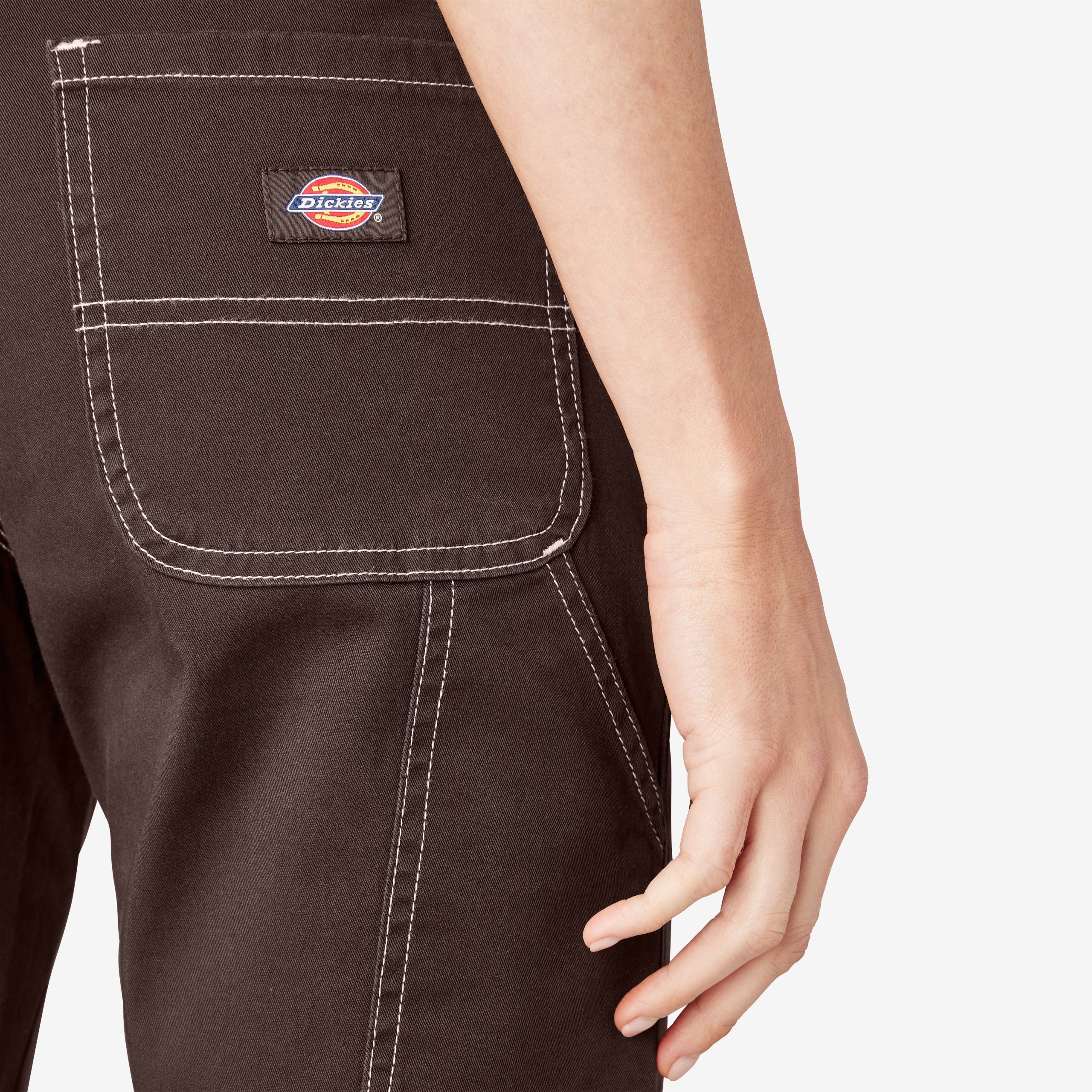 Women's Slim Straight Fit Roll Hem Carpenter Pants - Image 9