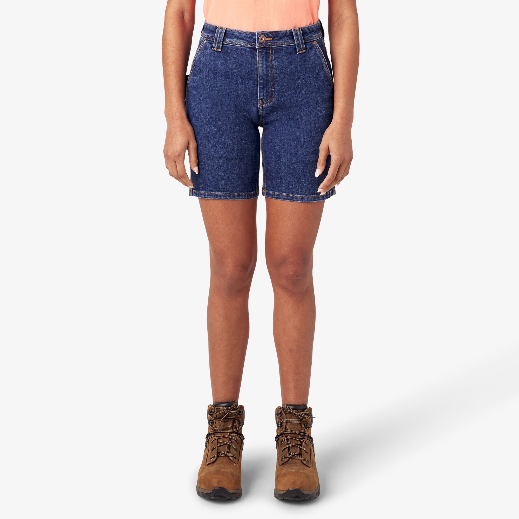 Women's Relaxed Fit Denim Carpenter Shorts. 7