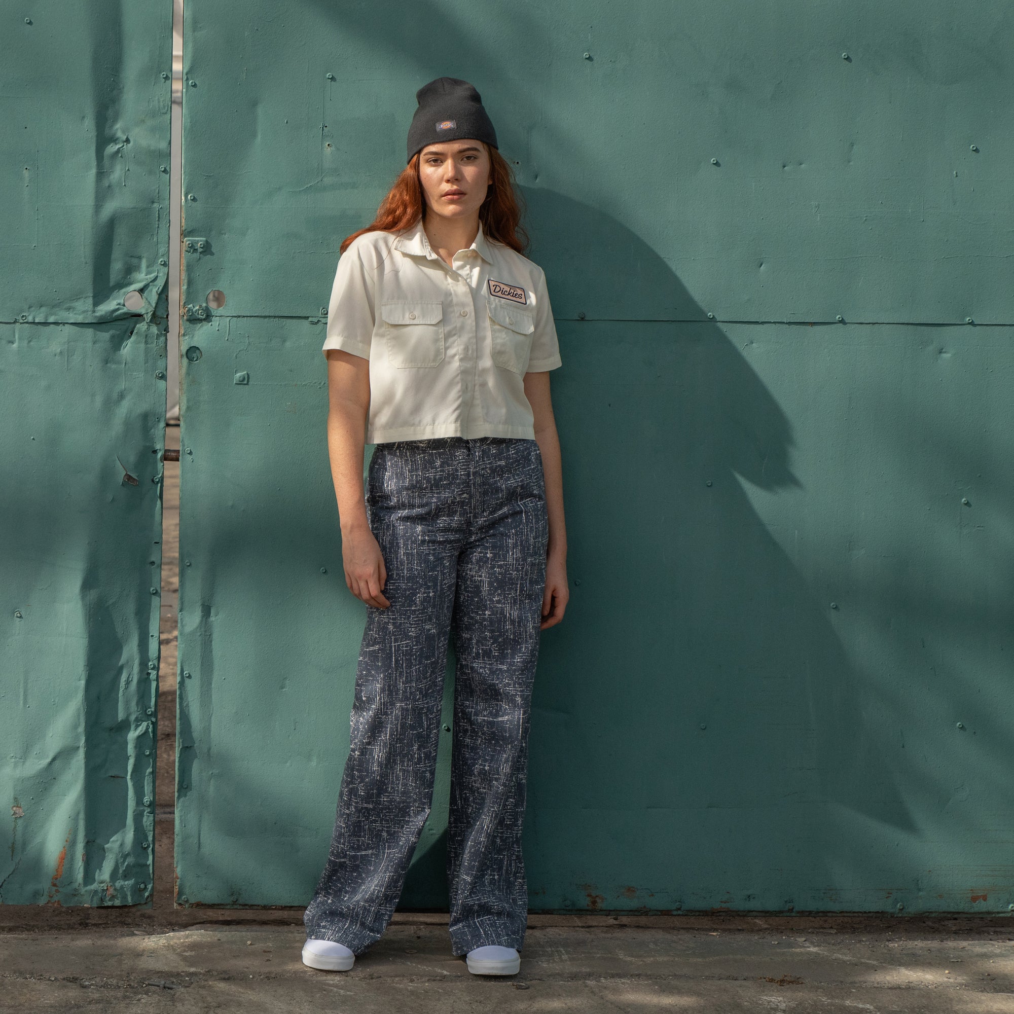 Women's Embroidered Patch Cropped Work Shirt - Image 8