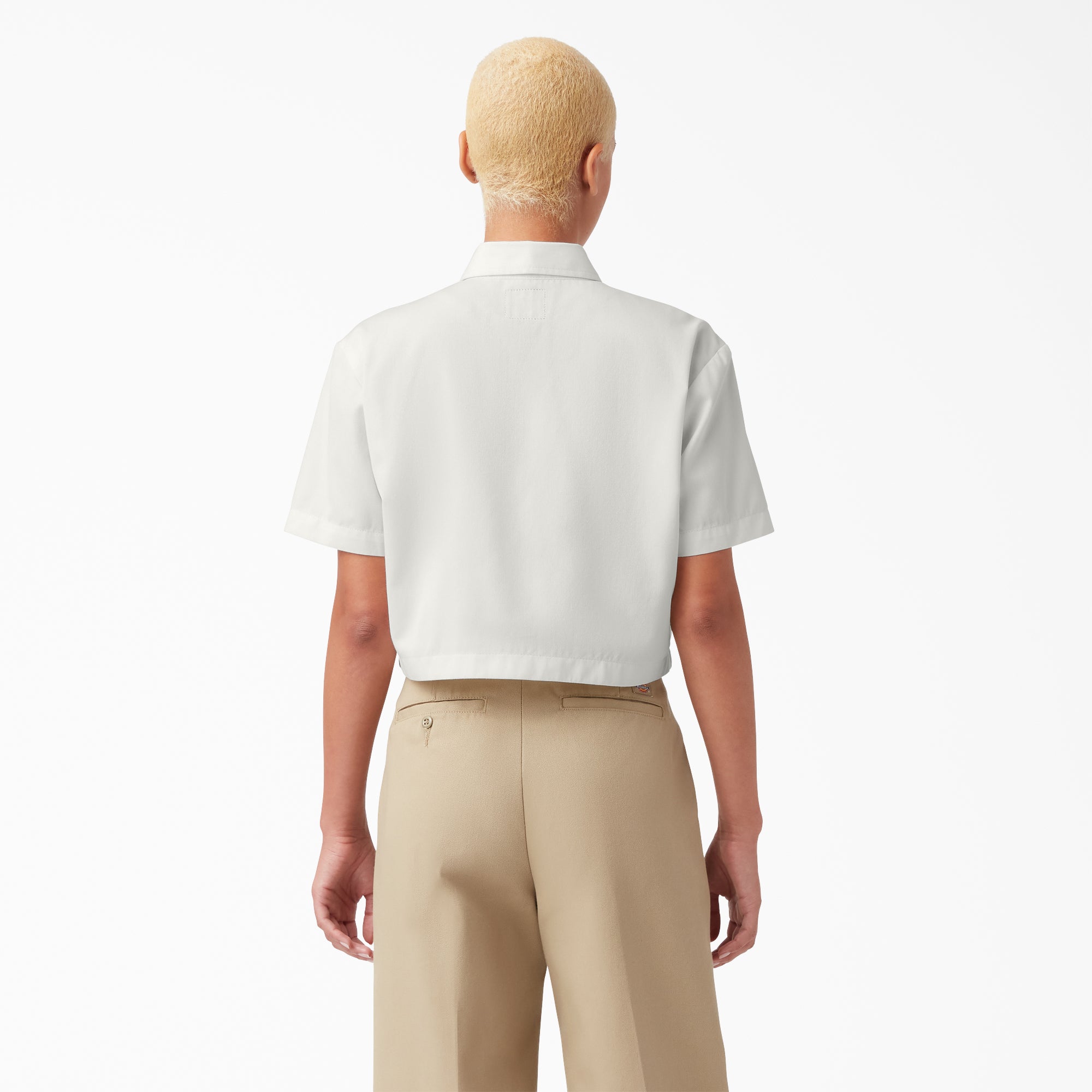 Women's Embroidered Patch Cropped Work Shirt - Image 2
