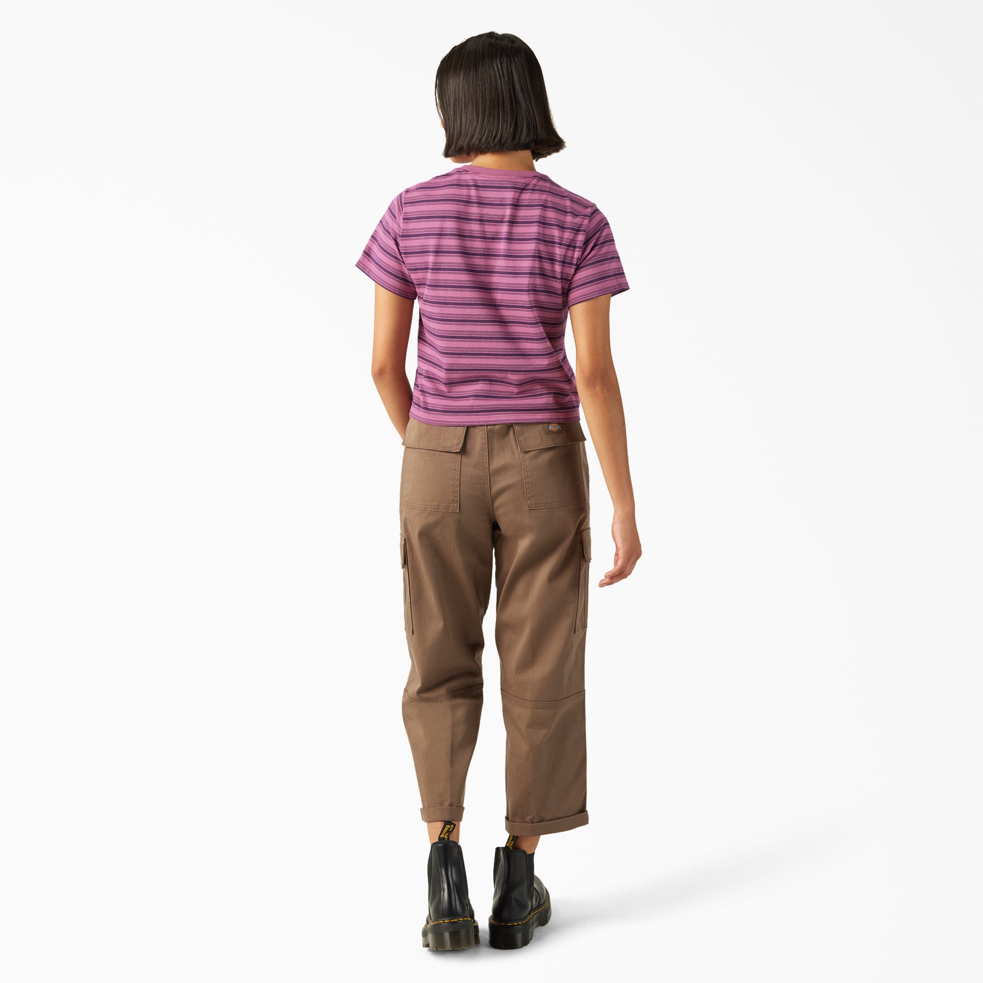 Women's Large Striped Cropped Pocket T-Shirt - Image 5