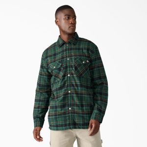 Water Repellent Fleece-Lined Flannel Shirt Jacket