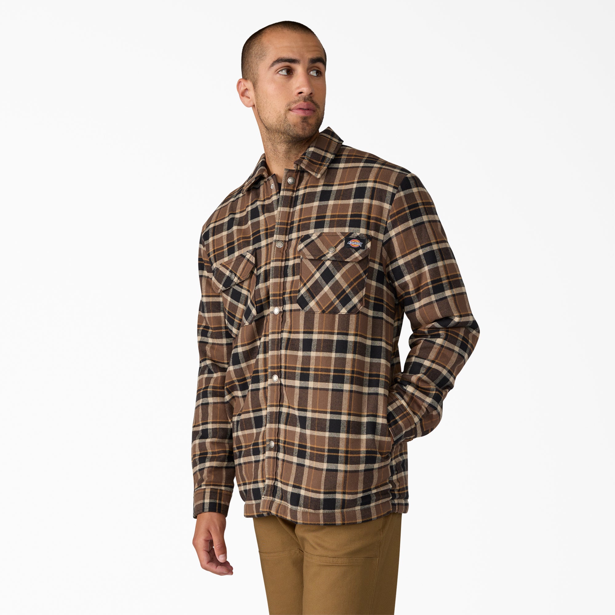 Water Repellent Fleece-Lined Flannel Shirt Jacket - Image 3