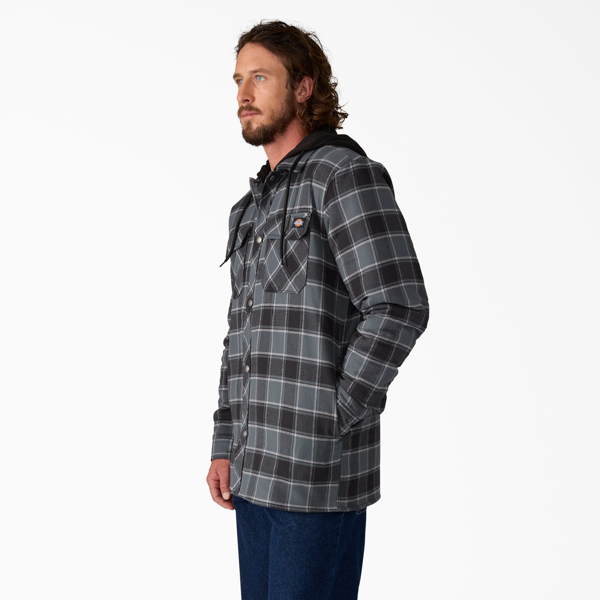Water Repellent Flannel Hooded Shirt Jacket - Image 3