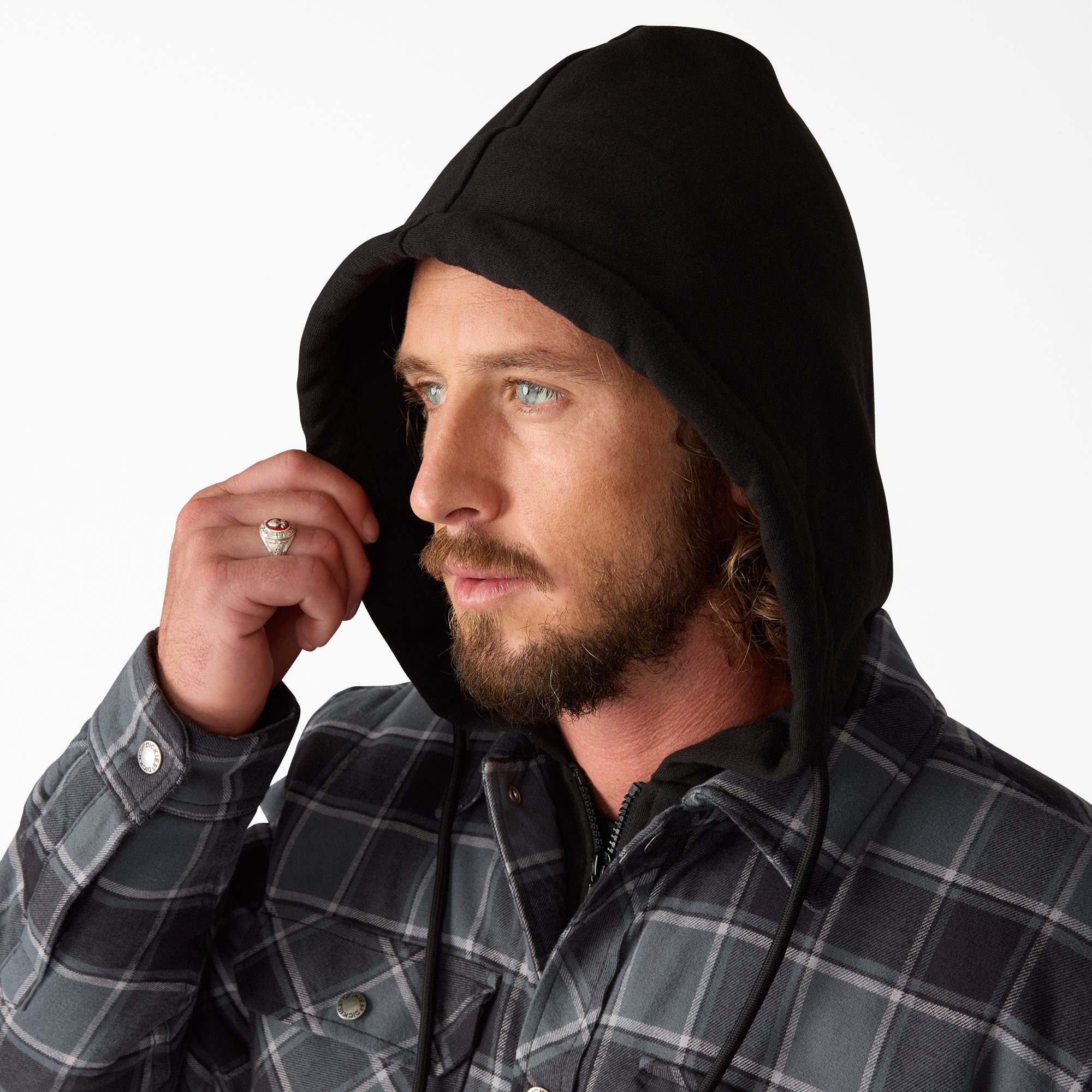 Water Repellent Flannel Hooded Shirt Jacket - Image 7