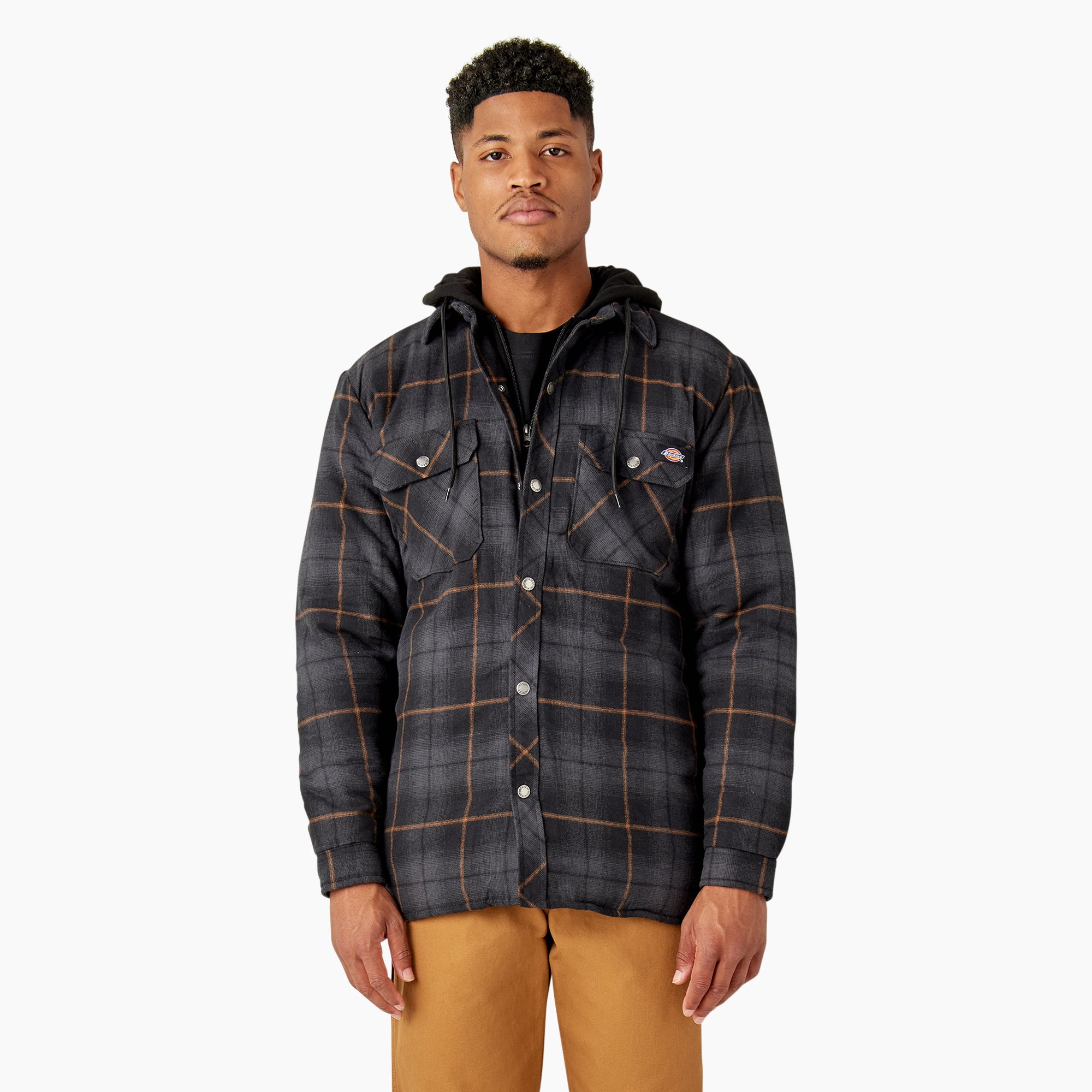 Water Repellent Flannel Hooded Shirt Jacket