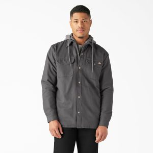 Water Repellent Duck Hooded Shirt Jacket