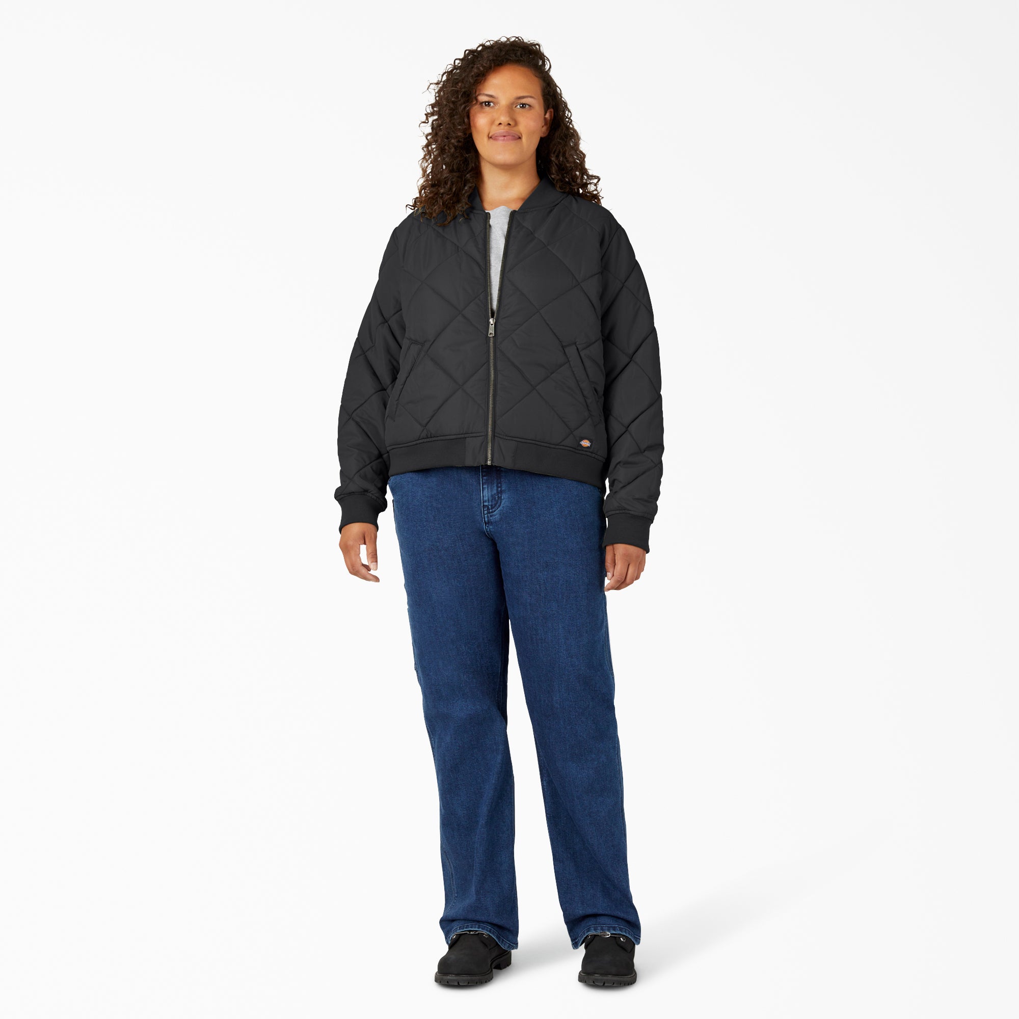 Women's Plus Quilted Bomber Jacket - Image 3