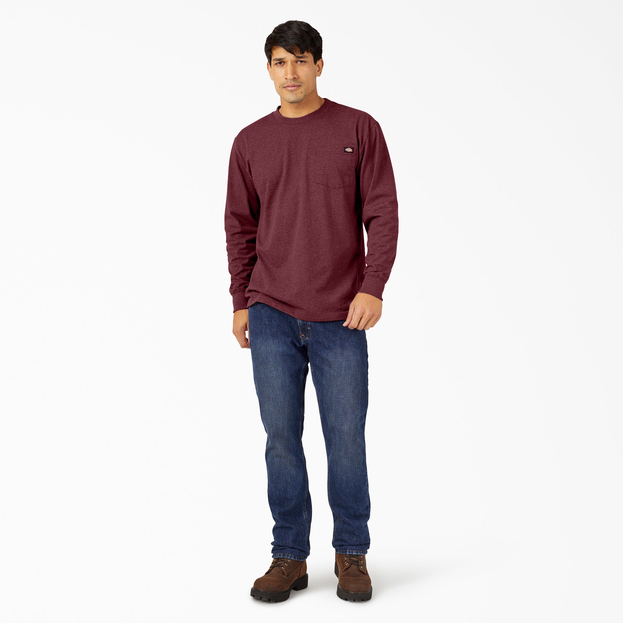 Heavyweight Heathered Long Sleeve Pocket T-Shirt - Image 3