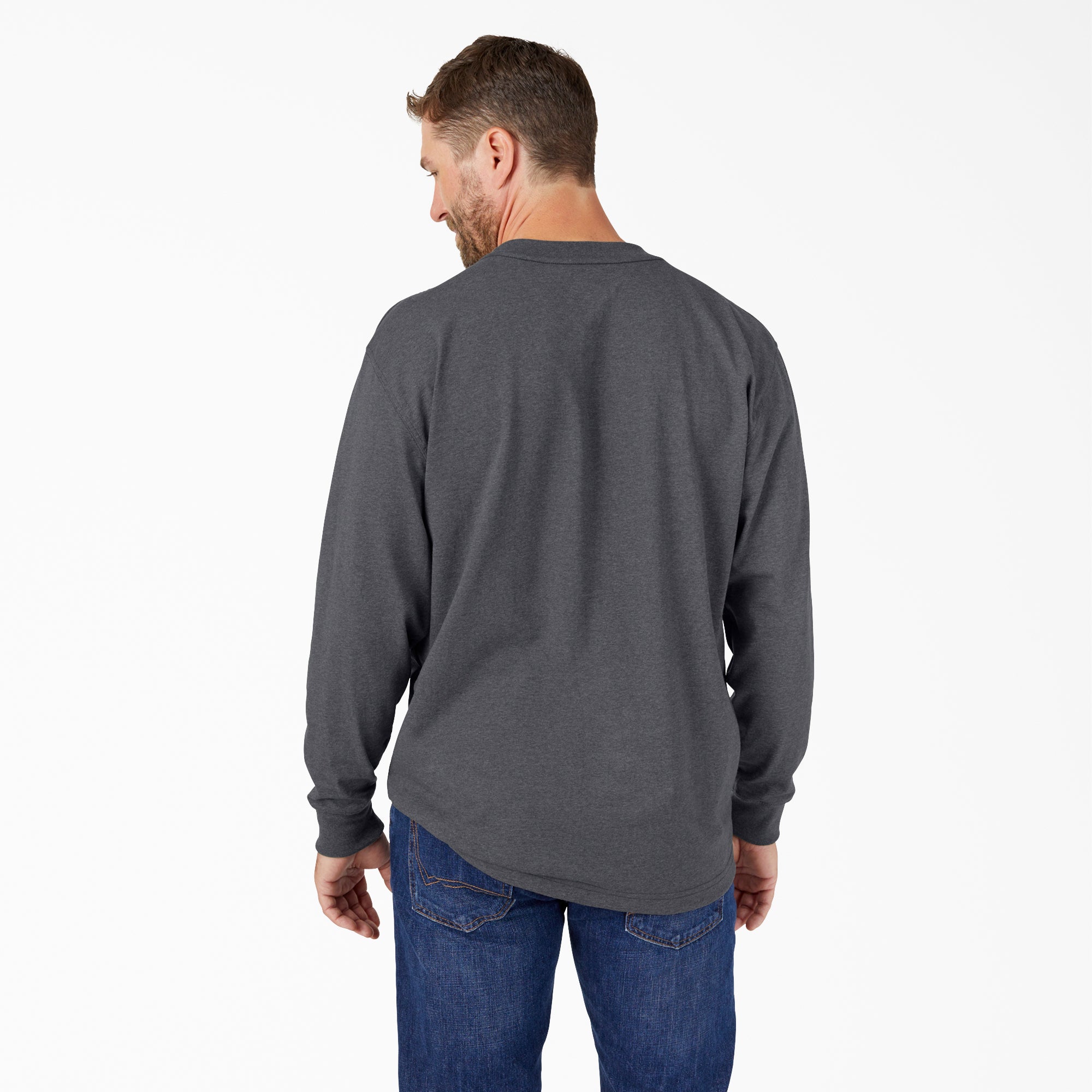 Heavyweight Heathered Long Sleeve Pocket T-Shirt - Image 2