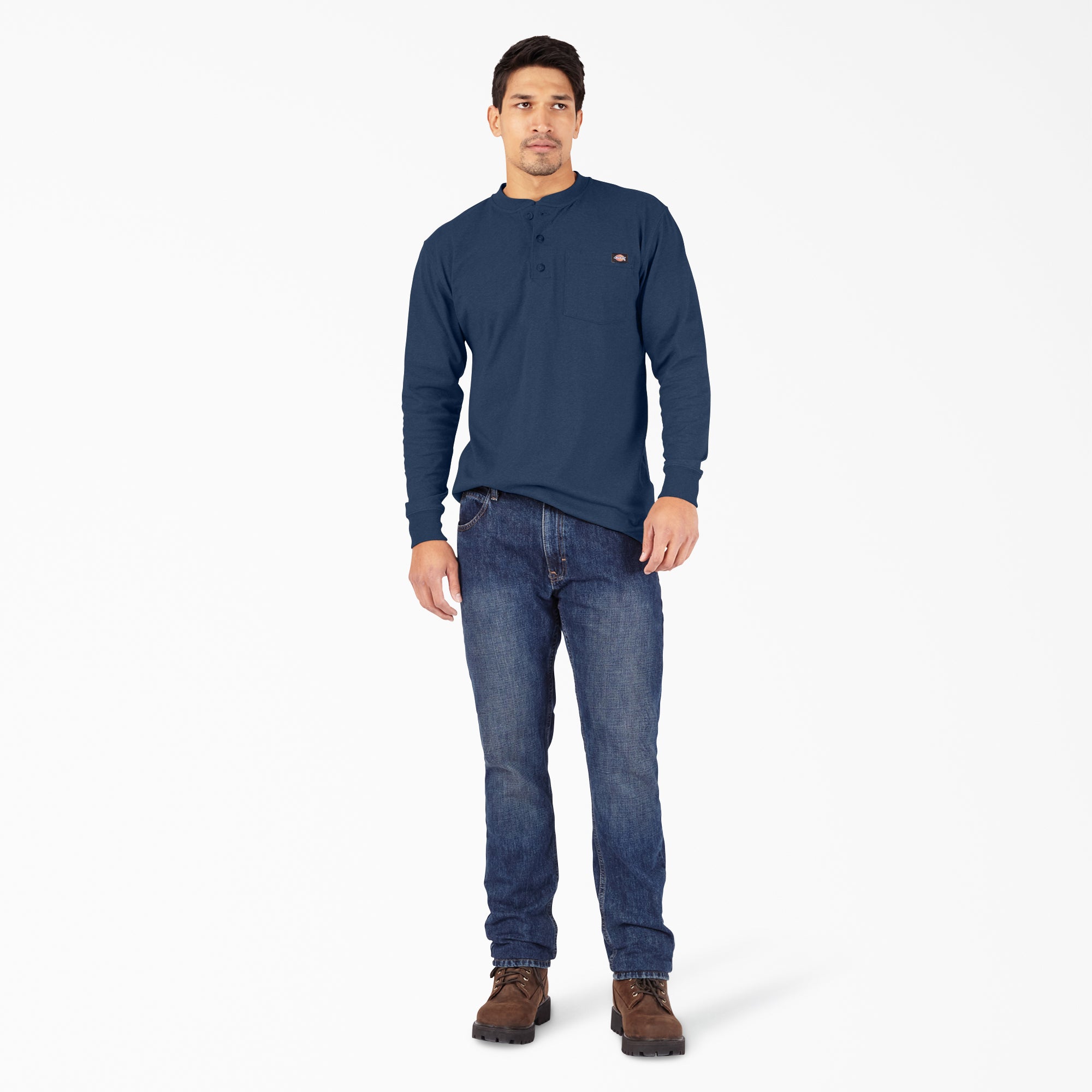 Heavyweight Heathered Long Sleeve Henley T-Shirt - Image 3