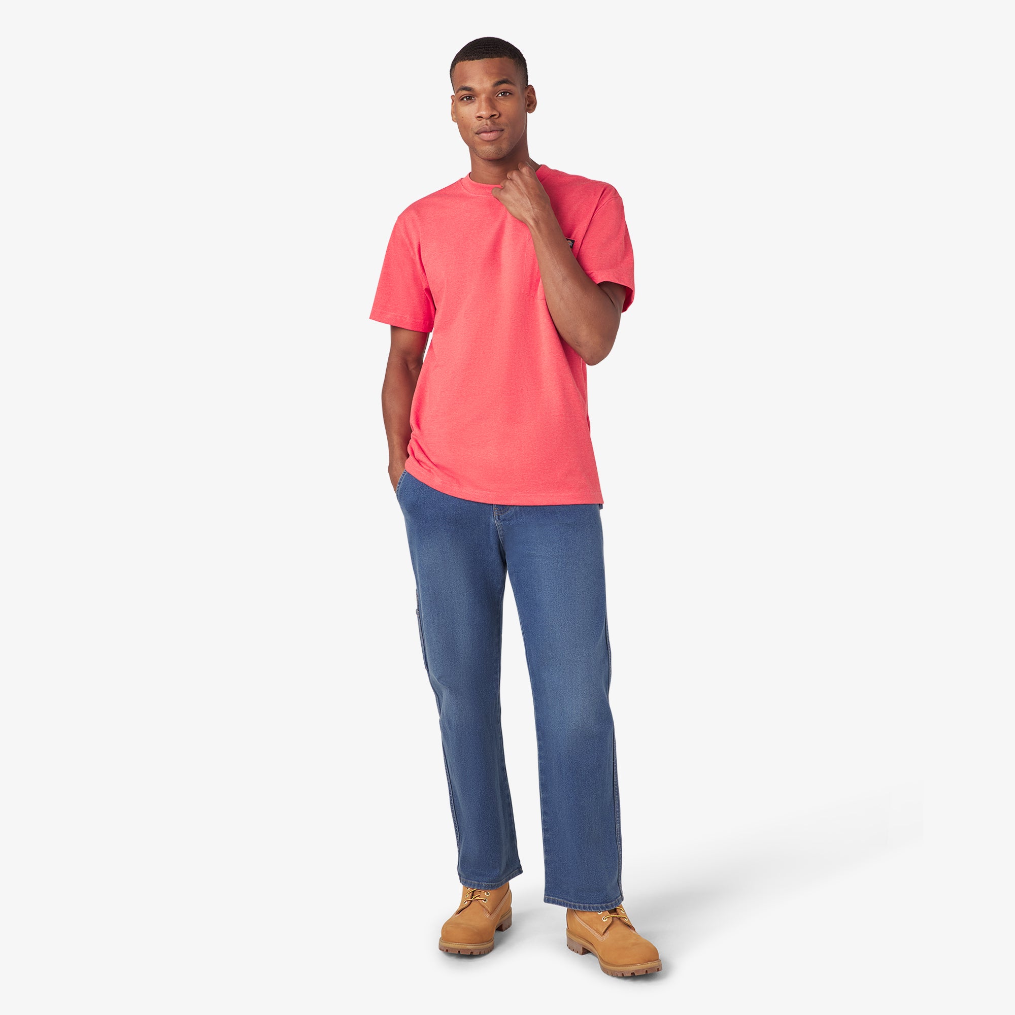 Heavyweight Heathered Short Sleeve Pocket T-Shirt - Image 5