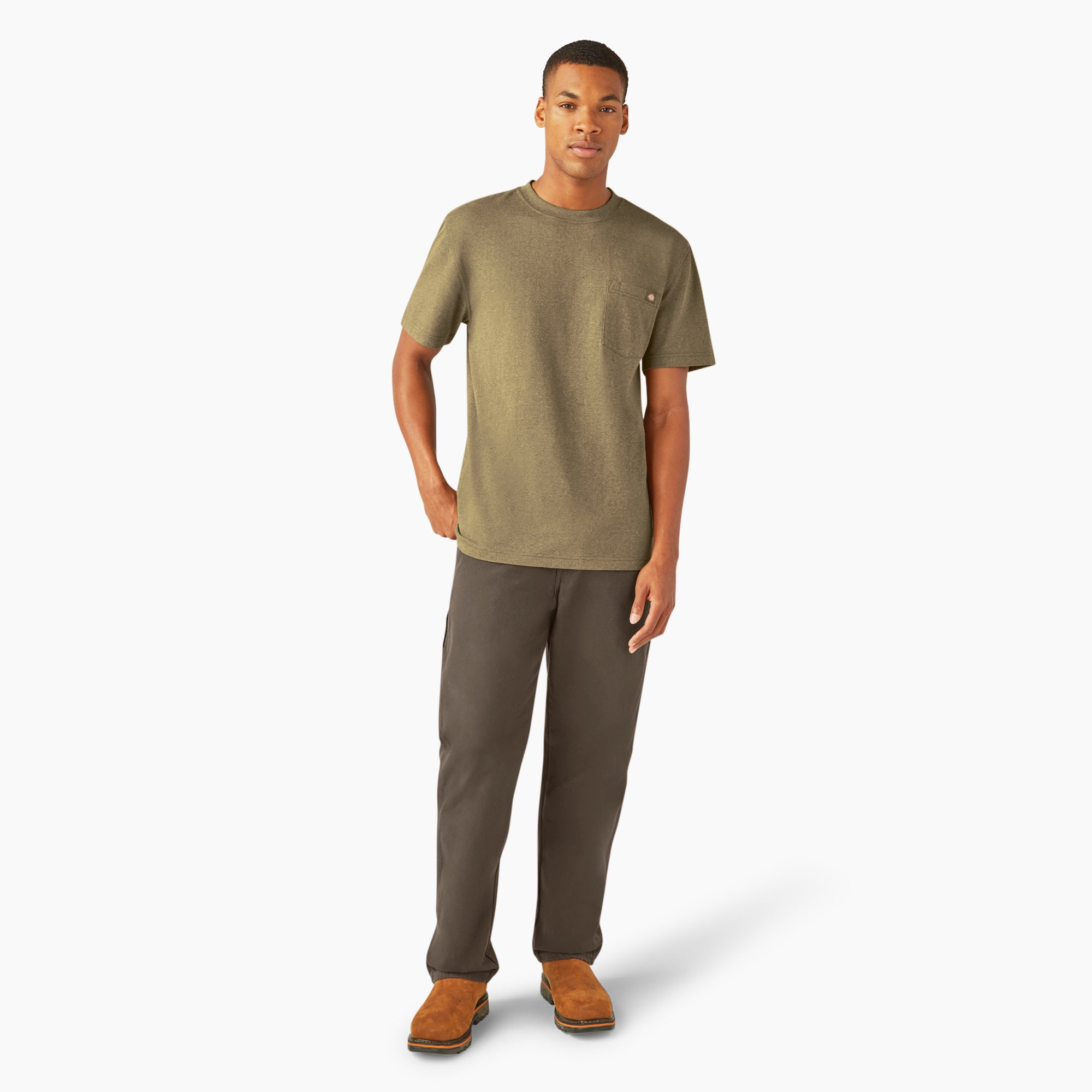 Heavyweight Heathered Short Sleeve Pocket T-Shirt - Image 4